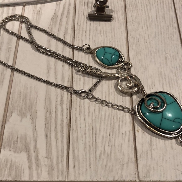 Silver and Turquoise Boho Statement Necklace - Picture 4 of 4